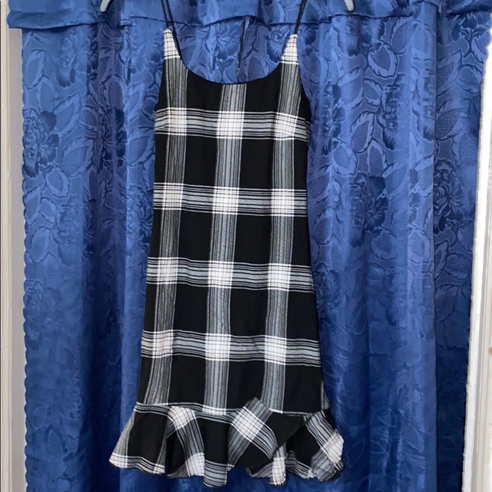 Aqua Plaid dress w. Frills